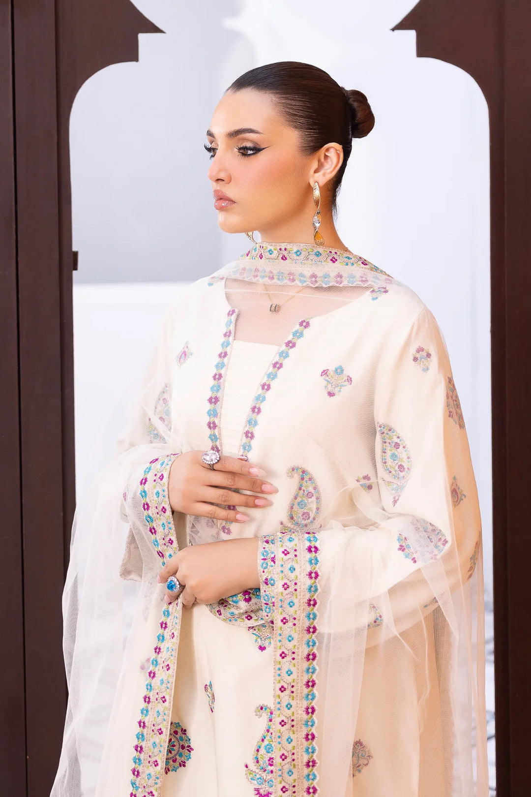 3-PC Embroidered Raw-Silk | CMA-6-404-14