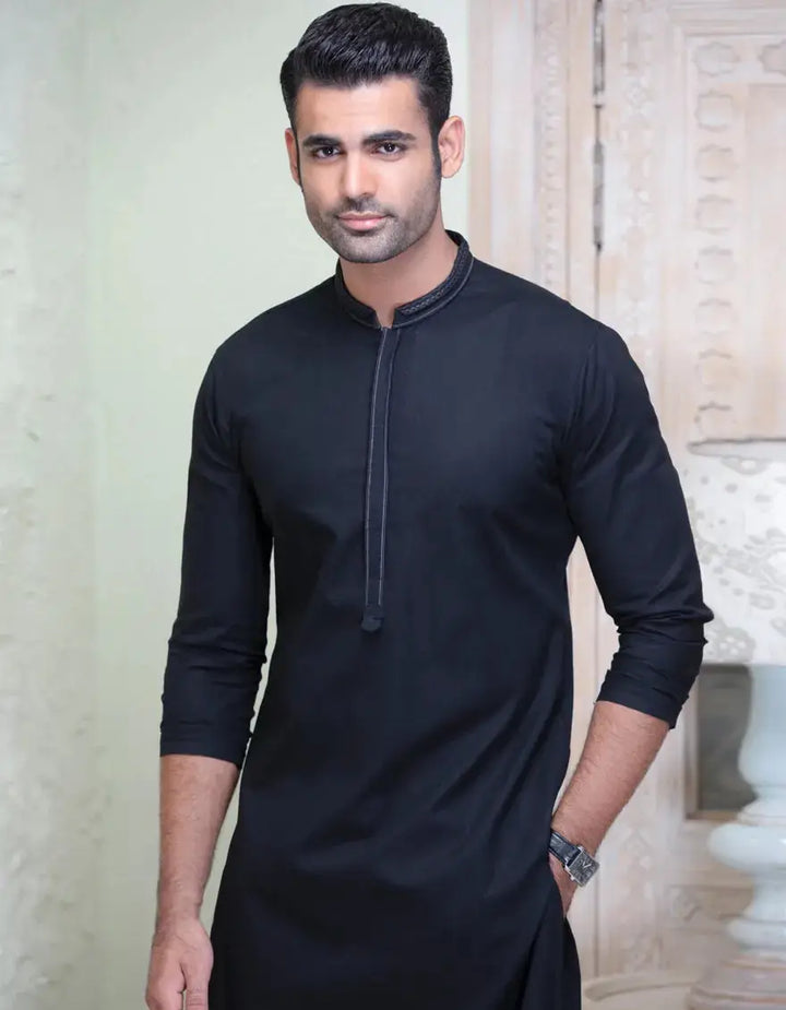 BLACK COTTON KURTA | JJK-W-37567