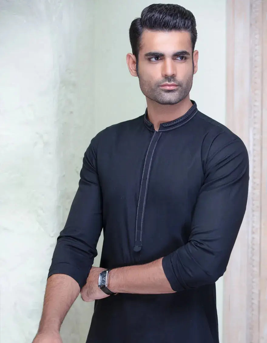 BLACK COTTON KURTA | JJK-W-37567