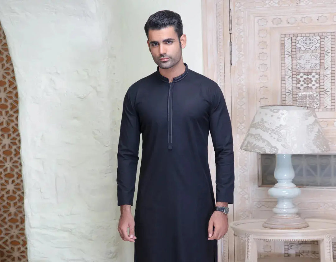 BLACK COTTON KURTA | JJK-W-37567