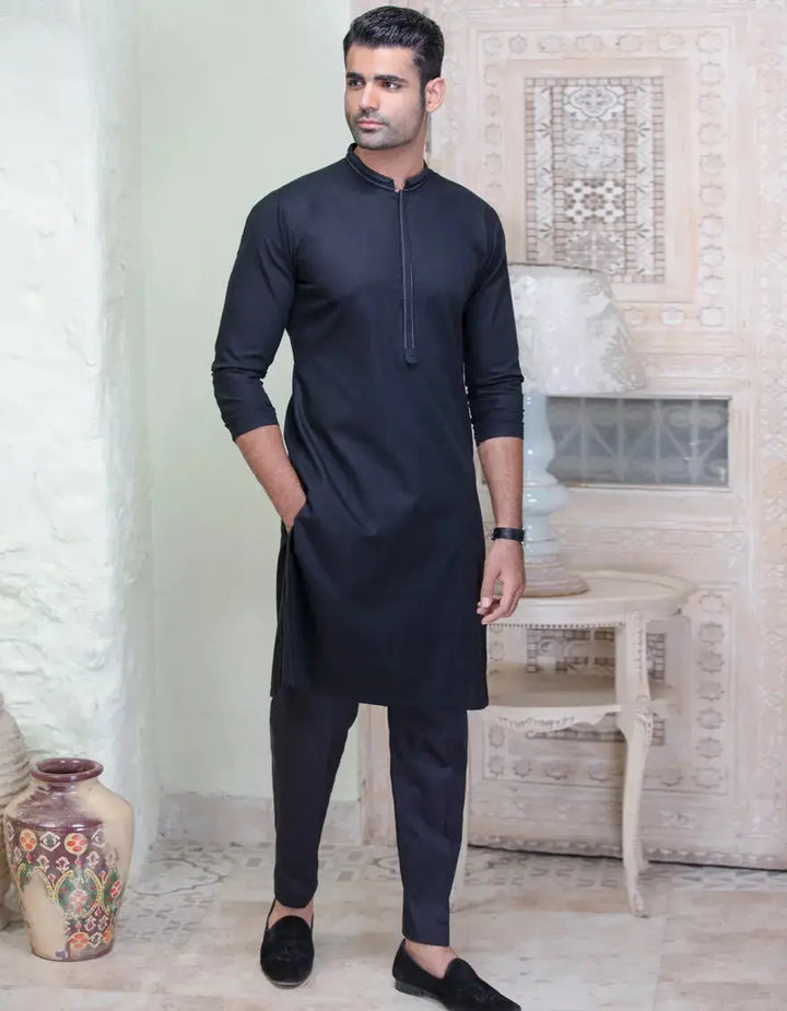 BLACK COTTON KURTA | JJK-W-37567