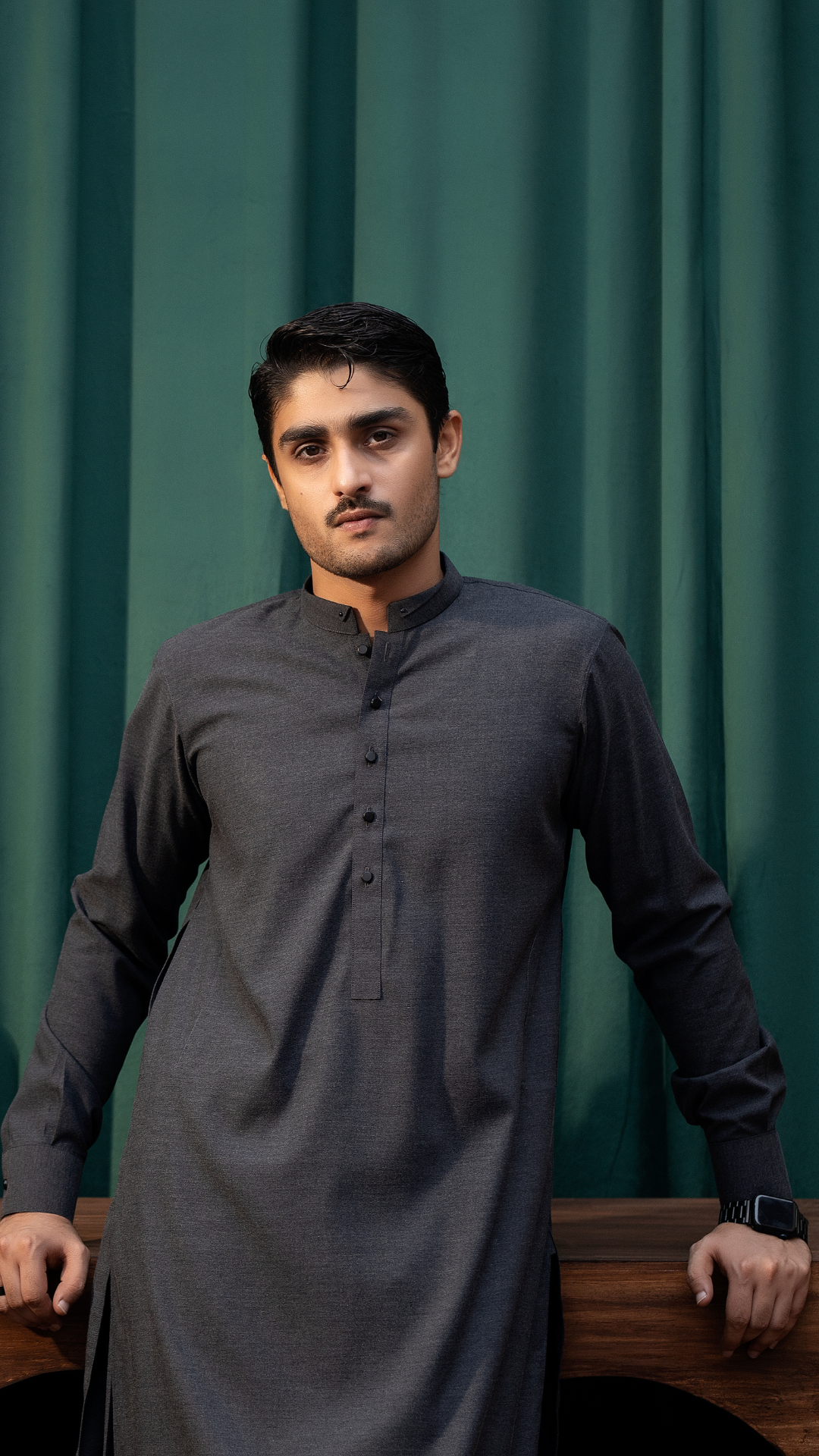 Rangreza Men Shalwar Kameez - Modern Charcoal