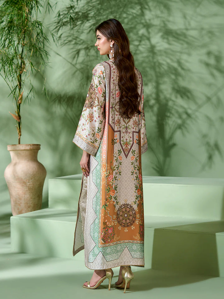Rangreza Off-White Printed Silk 2-Piece Kaftan – EA-93-04