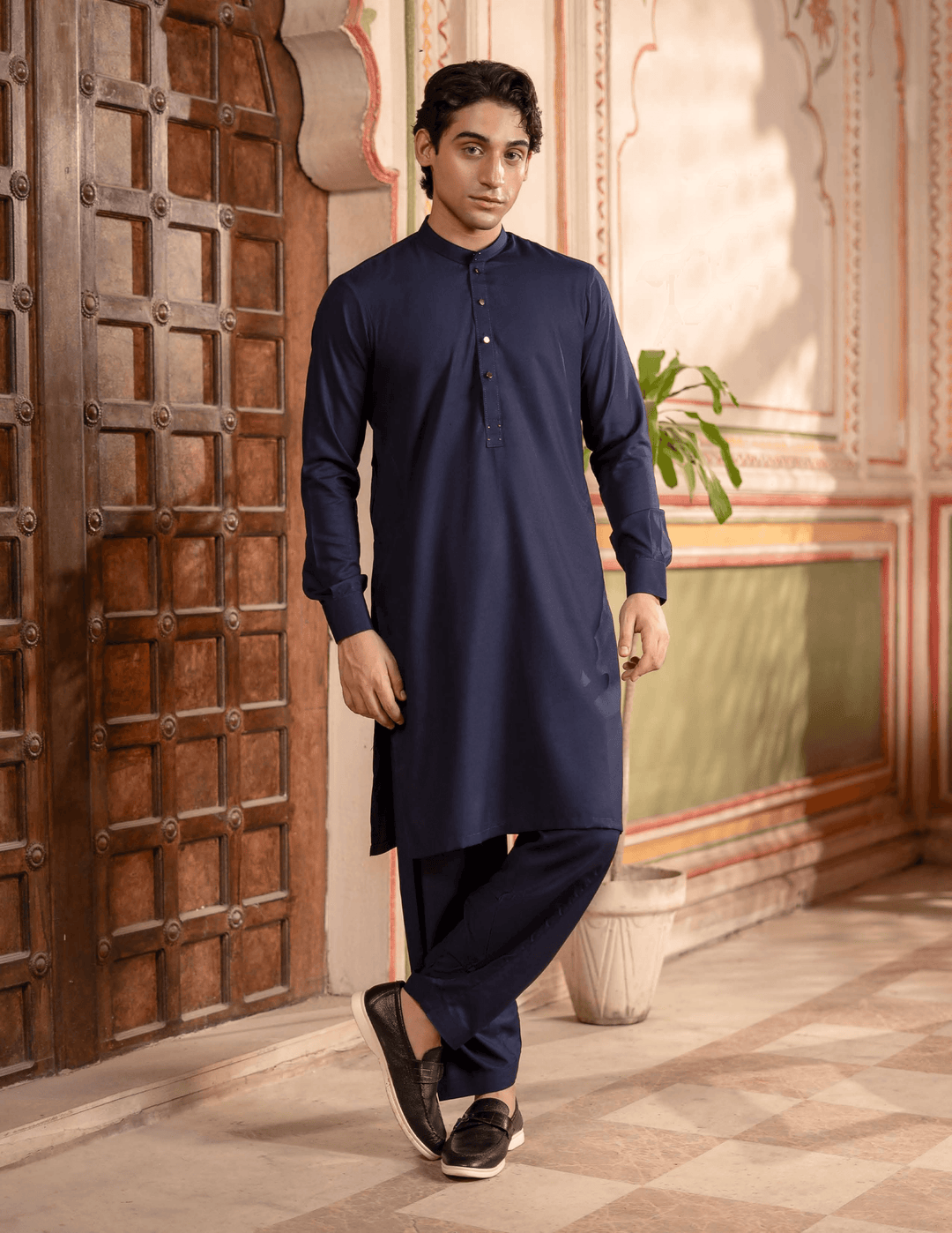 RANGREZA MA-92 blue kameez shalwar for men, traditional Pakistani salwar suit ideal for festive and casual wear in premium cotton fabric.