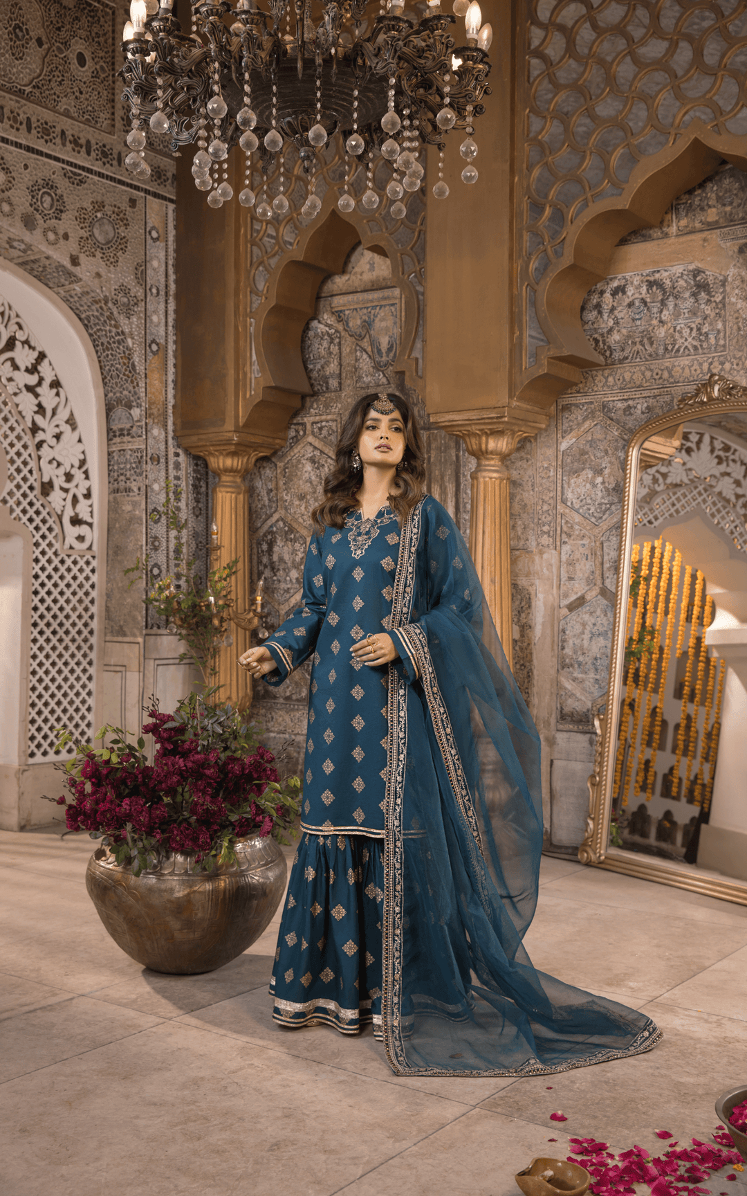 blue dress for eid Elegant Raw Silk Blue Salwar Kameez Pakistani Eid Dress Online LARGE