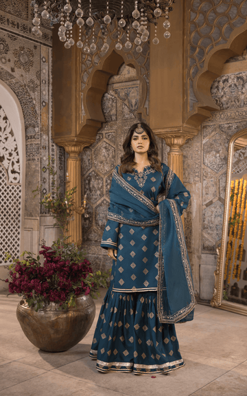 Rangreza  Cobalt Blue Farshi Eid main image 0