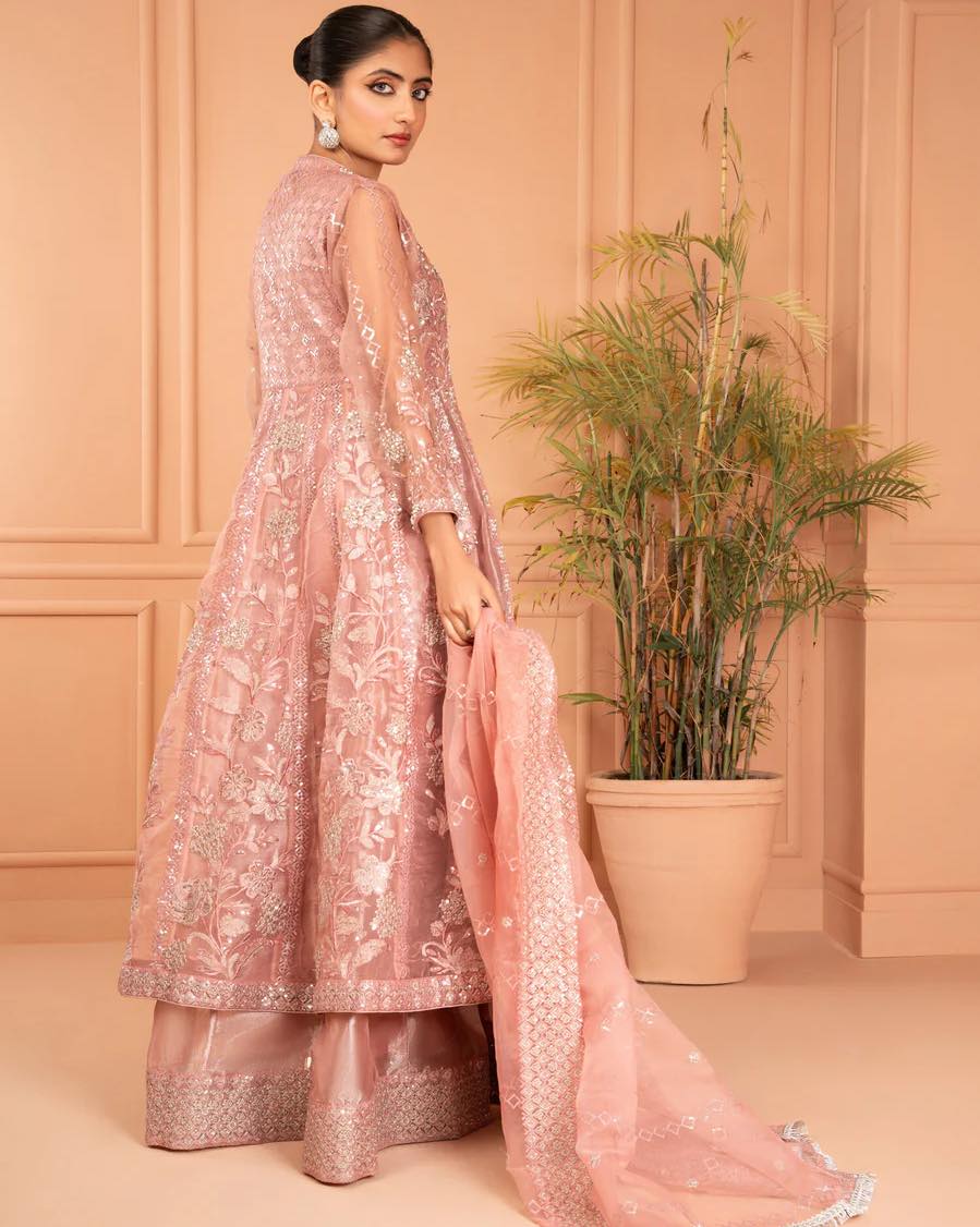 RANGREZA RANGREZA Elegant Eastern Gown Collection | R-1514-16 SHIRT BOTTON AND DUPATTA RANGREZA USA 7327625425 United States M Pink ORGANZA M / Pink / ORGANZA L / Pink / ORGANZA XL / Pink / ORGANZA