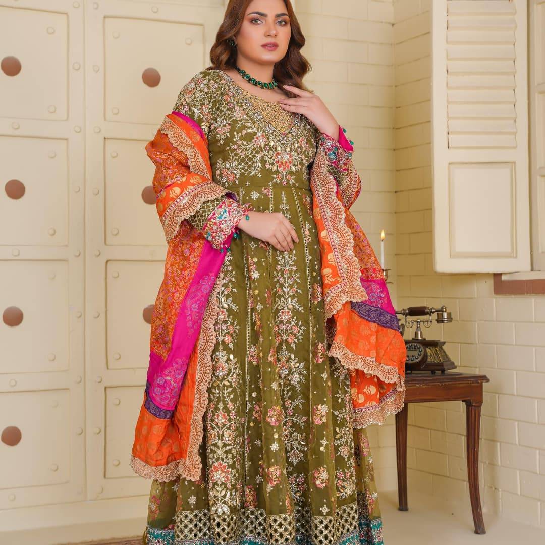 sachin and babi light blue dress Pakistani Formal Wear Dress - Embroidered Organza Frock