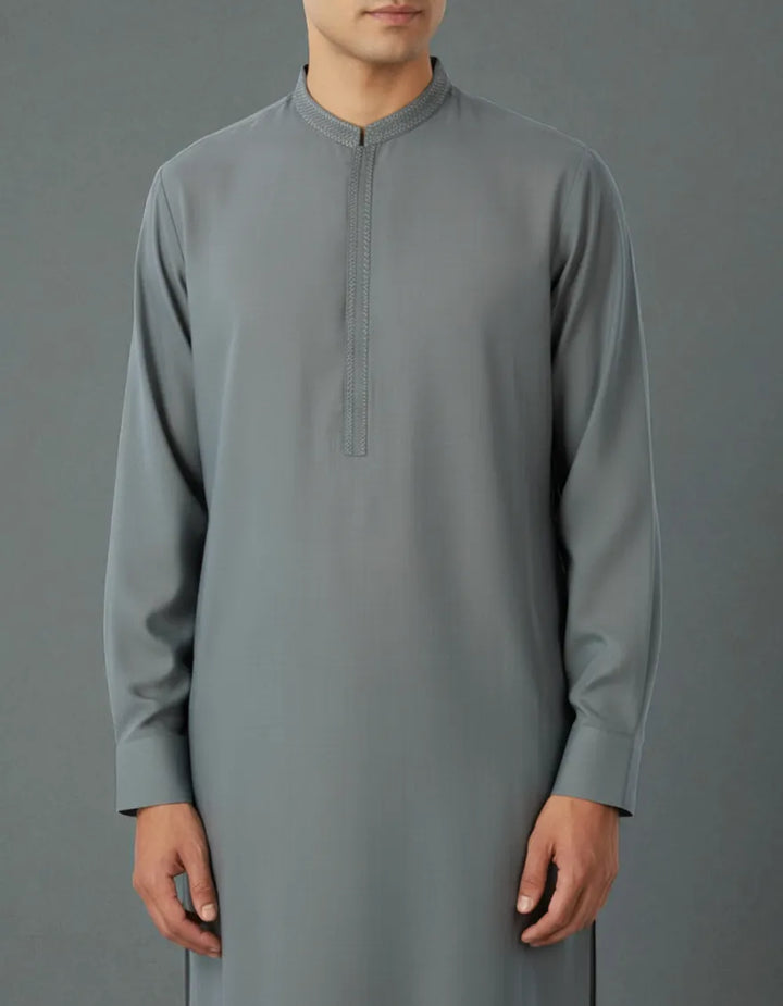 Grey Blended Semi-Formal Kurta | Jjka47518