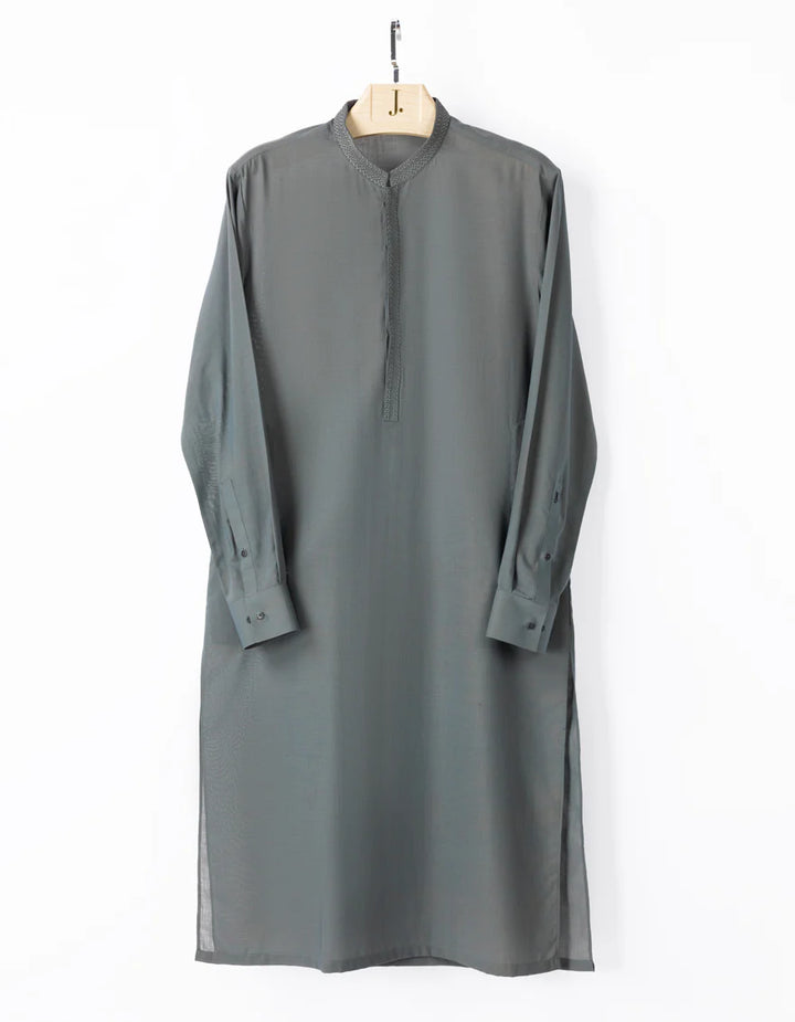 Grey Blended Semi-Formal Kurta | Jjka47518