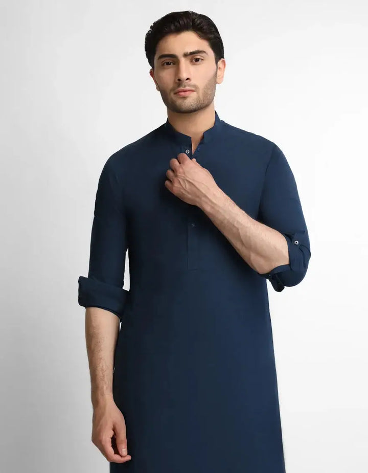J. MEN blue casual kameez shalwar | JJKSA-47658