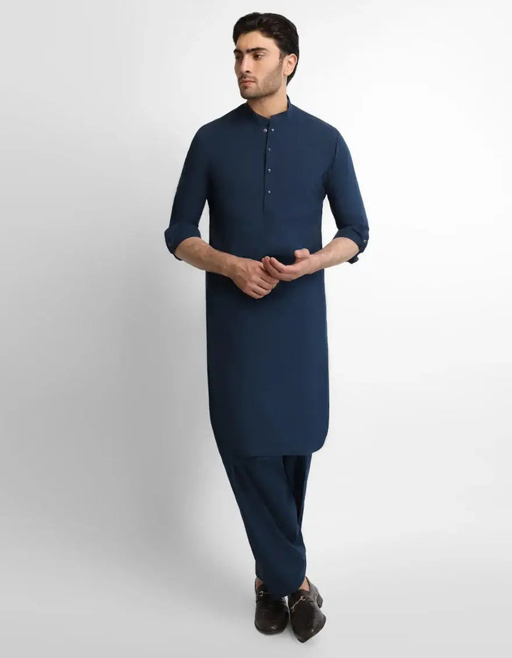 J. MEN blue casual kameez shalwar | JJKSA-47658