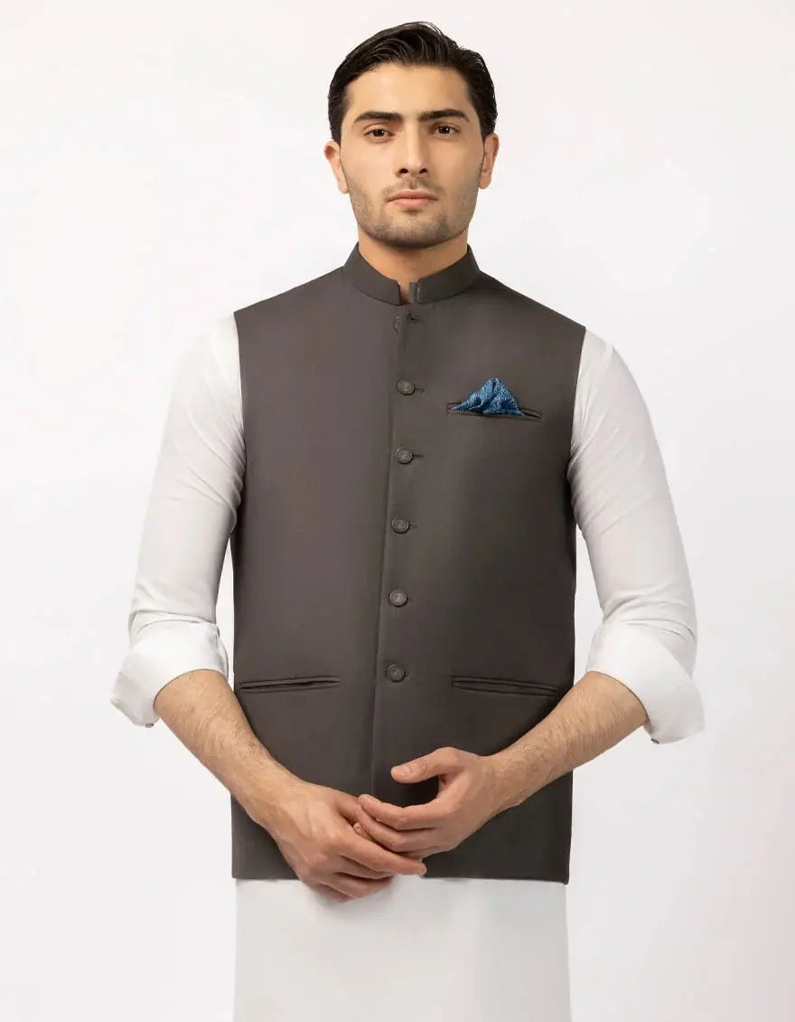 J. Dark Grey Suiting Waistcoat | JJVCA33642-11