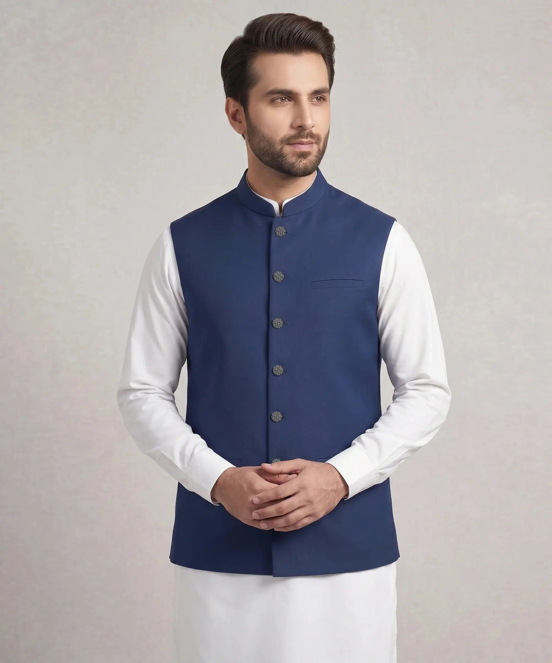 J. Blue Plain Waistcoat | JJVCA-48355-11