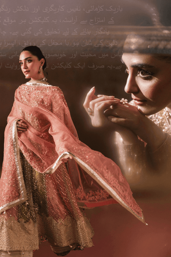 Artistic composition of RANGREZA AL-4269 PHOOL showcasing traditional Pakistani mehndi attire with elegant embellishments.