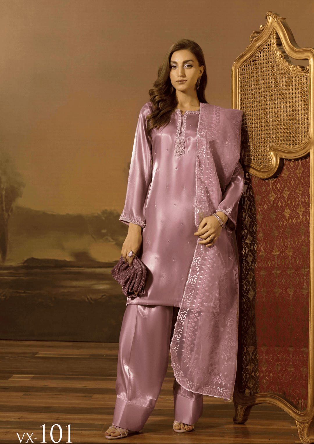 silk peach dress short shirt with farshi shalwar ABL 100 PEACH FARSHI SHALWAR Silk Festive Outfit