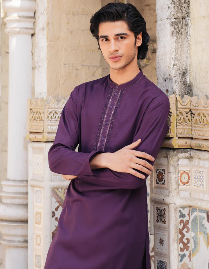 Purple Blended Semi-Formal Kurta | Jjka50097