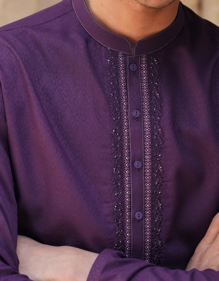 Purple Blended Semi-Formal Kurta | Jjka50097