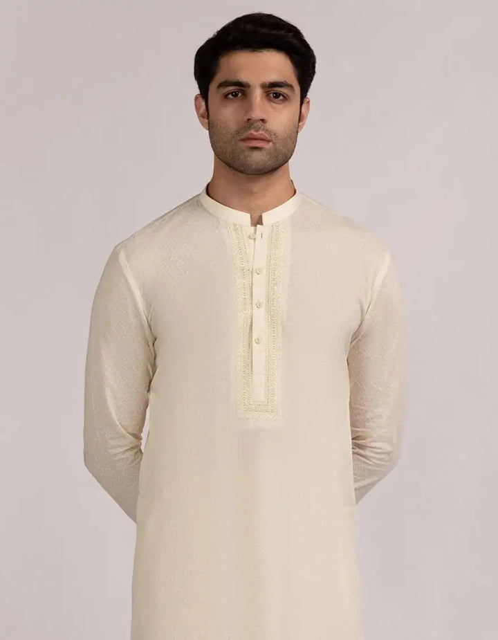 J. Men cream cotton formal kurta | JJKA-50441