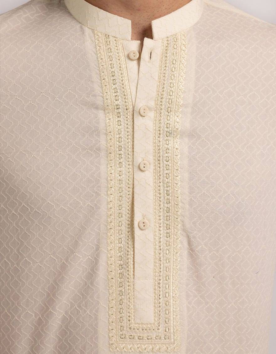 J. Men cream cotton formal kurta | JJKA-50441