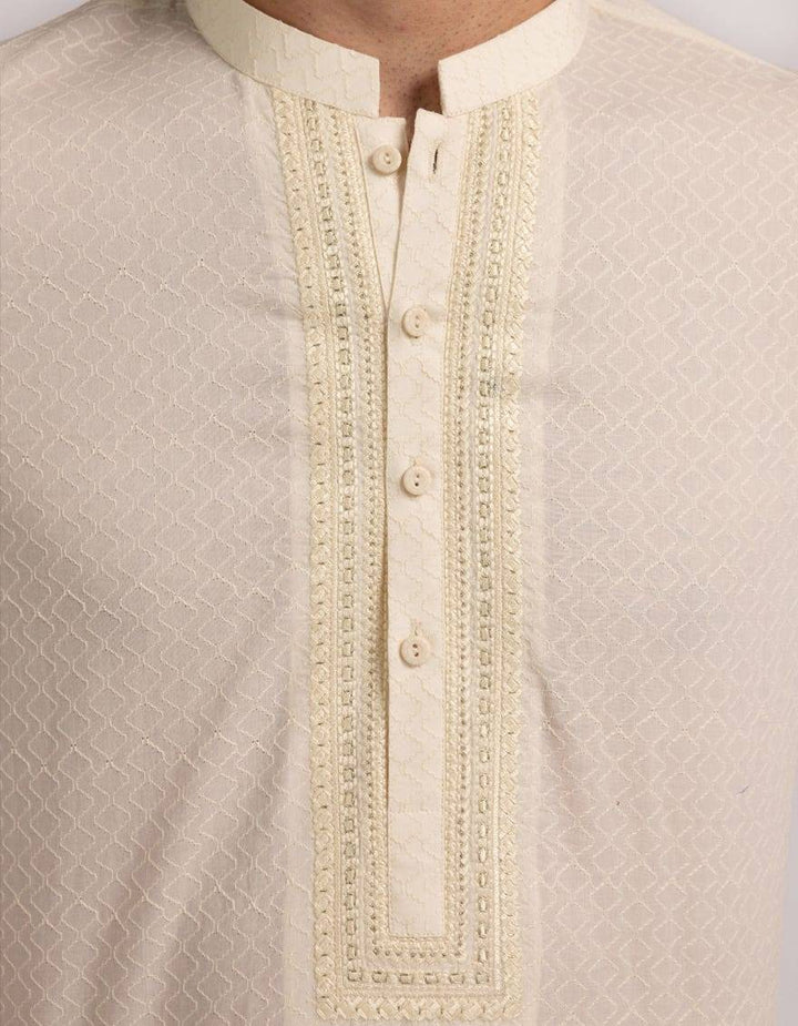 J. Men cream cotton formal kurta | JJKA-50441