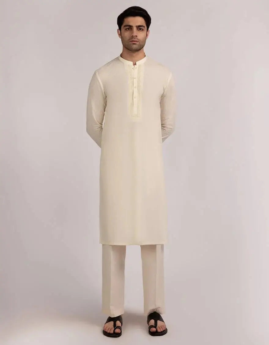 J. Men cream cotton formal kurta | JJKA-50441