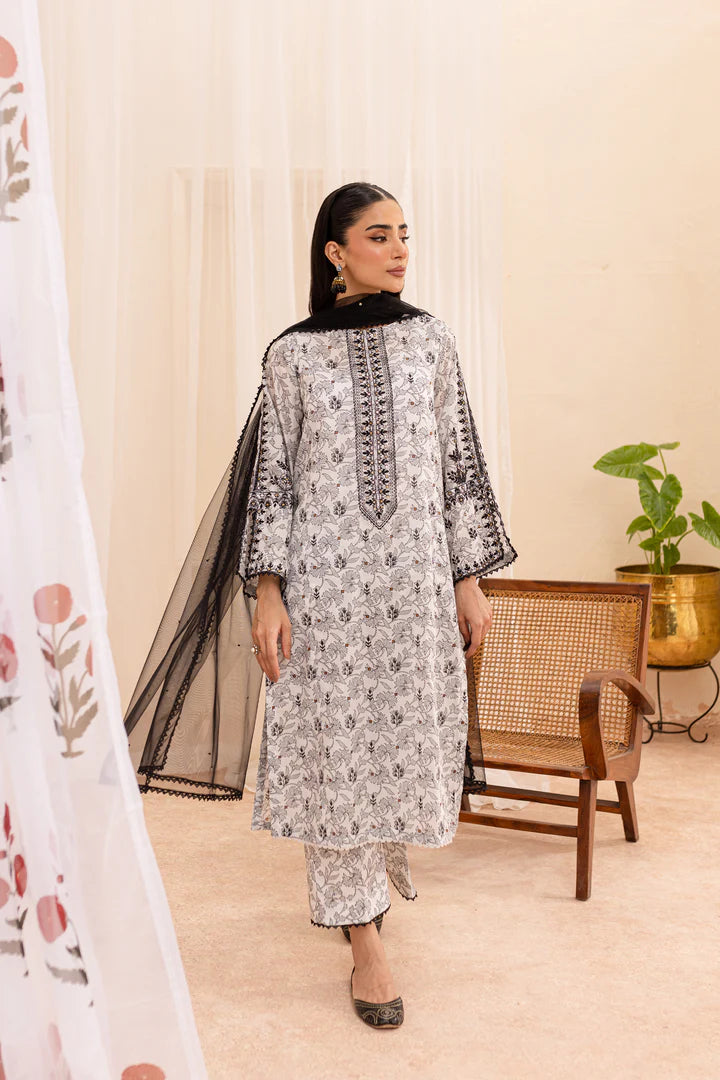 BATIK BATIK Narvin 3Pc - Printed Lawn Dress SHIRT BOTTON AND DUPATTA RANGREZA USA 7327625425 United States L White Cotton L / White / Cotton