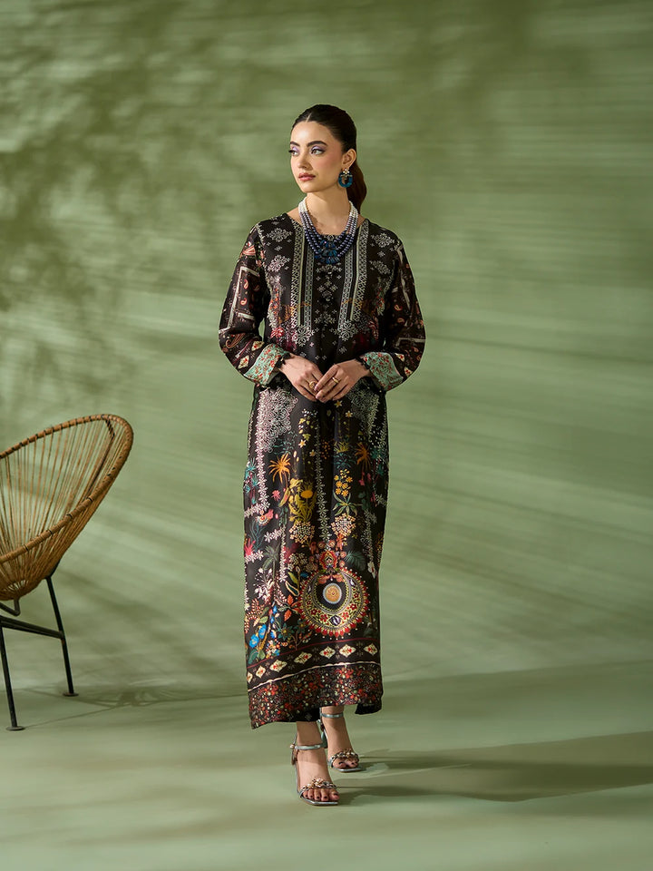 Rangreza Black Printed Silk 2-Piece Kaftan – EA-85-04
