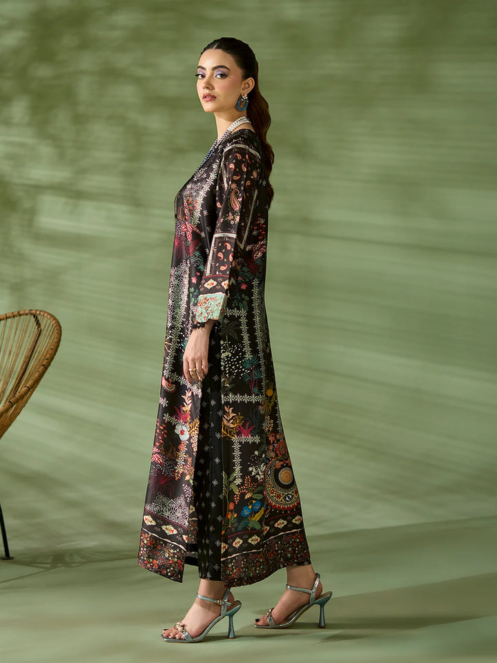 Rangreza Black Printed Silk 2-Piece Kaftan – EA-85-04