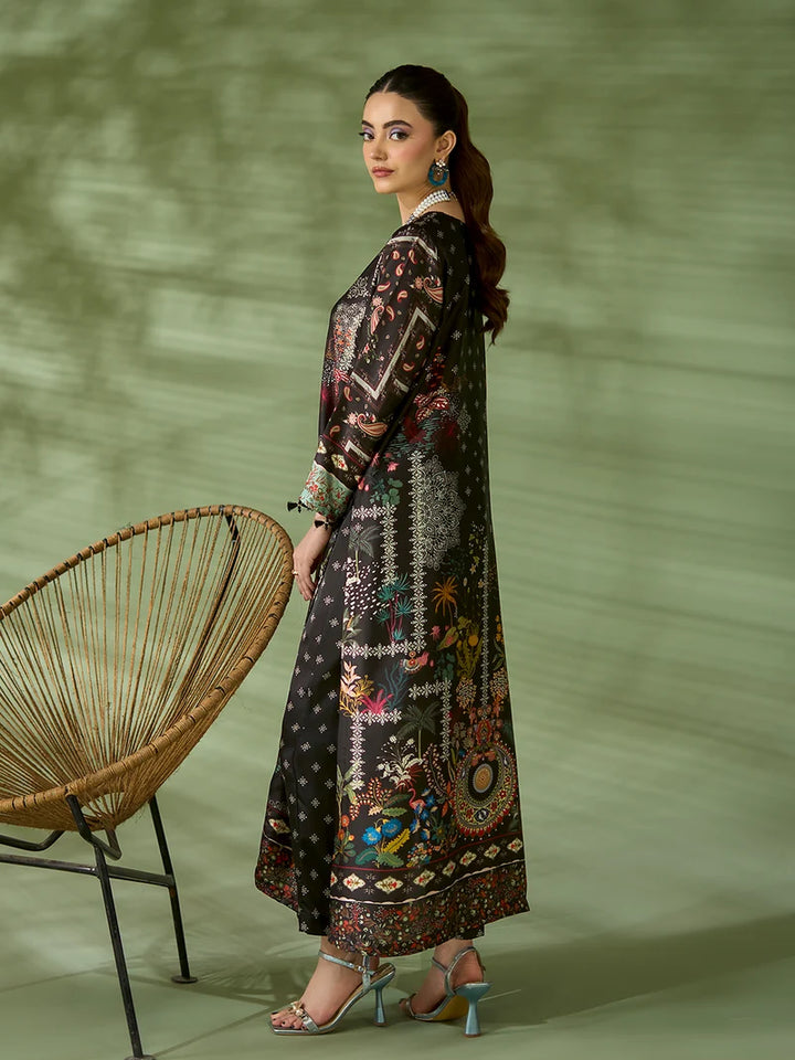 Rangreza Black Printed Silk 2-Piece Kaftan – EA-85-04