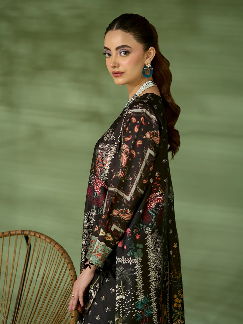 Rangreza Black Printed Silk 2-Piece Kaftan – EA-85-04