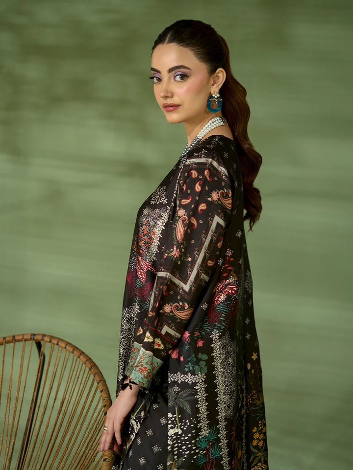 Rangreza Black Printed Silk 2-Piece Kaftan – EA-85-04