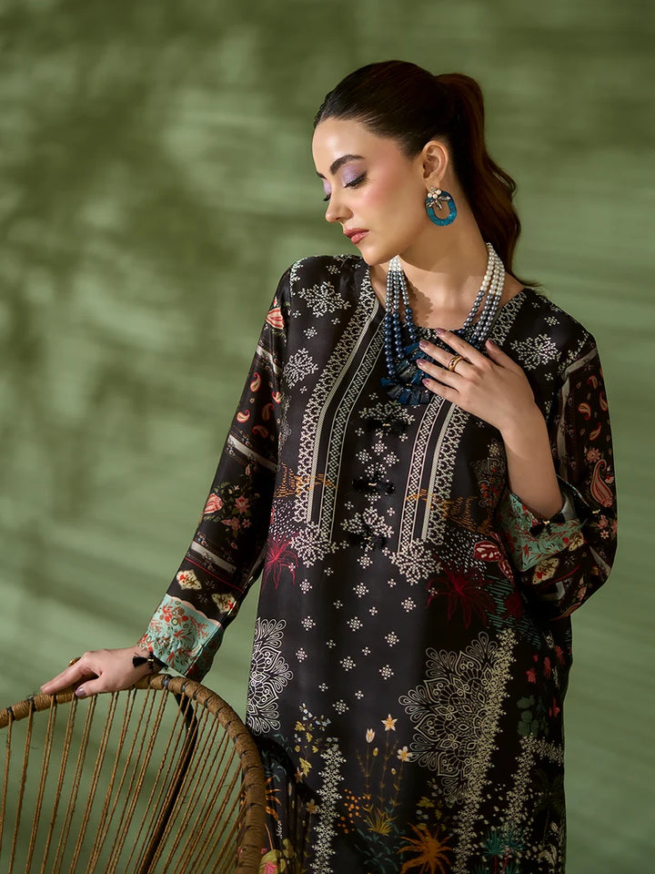 Rangreza Black Printed Silk 2-Piece Kaftan – EA-85-04