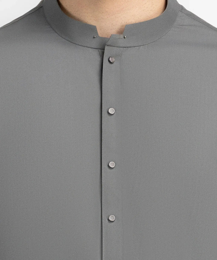 grey casual kameez shalwar | JJKSA60055-95