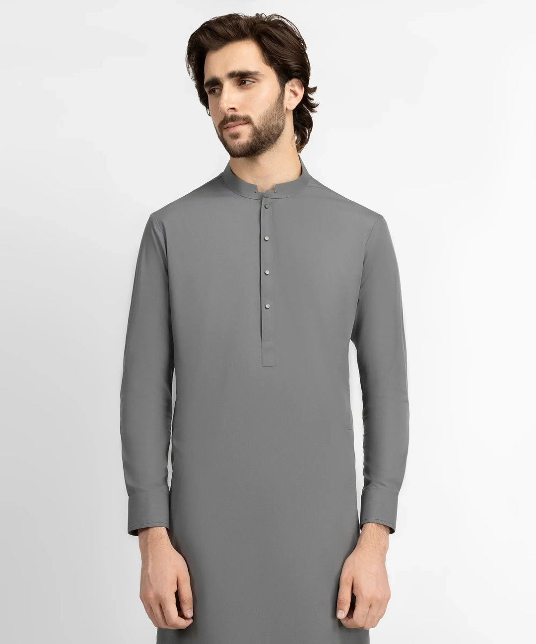 grey casual kameez shalwar | JJKSA60055-95