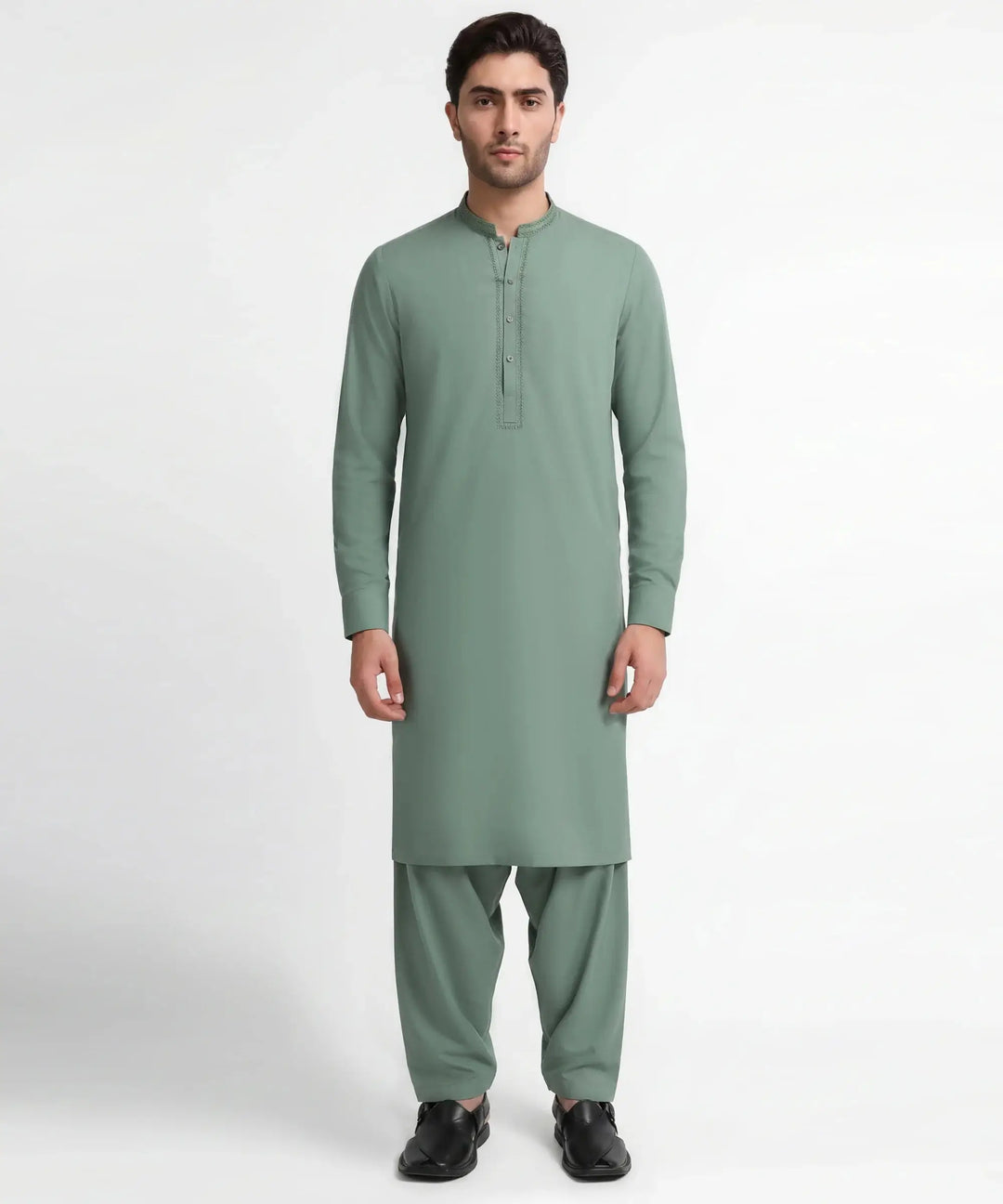 J. MEN green semi-formal kameez shalwar | JJKSA-60071