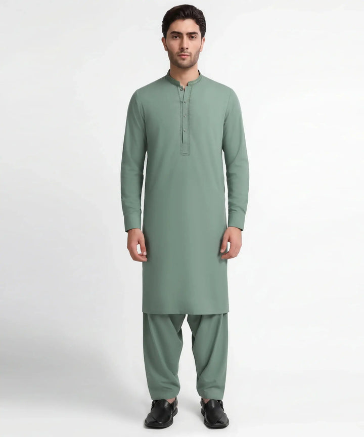J. MEN green semi-formal kameez shalwar | JJKSA-60071