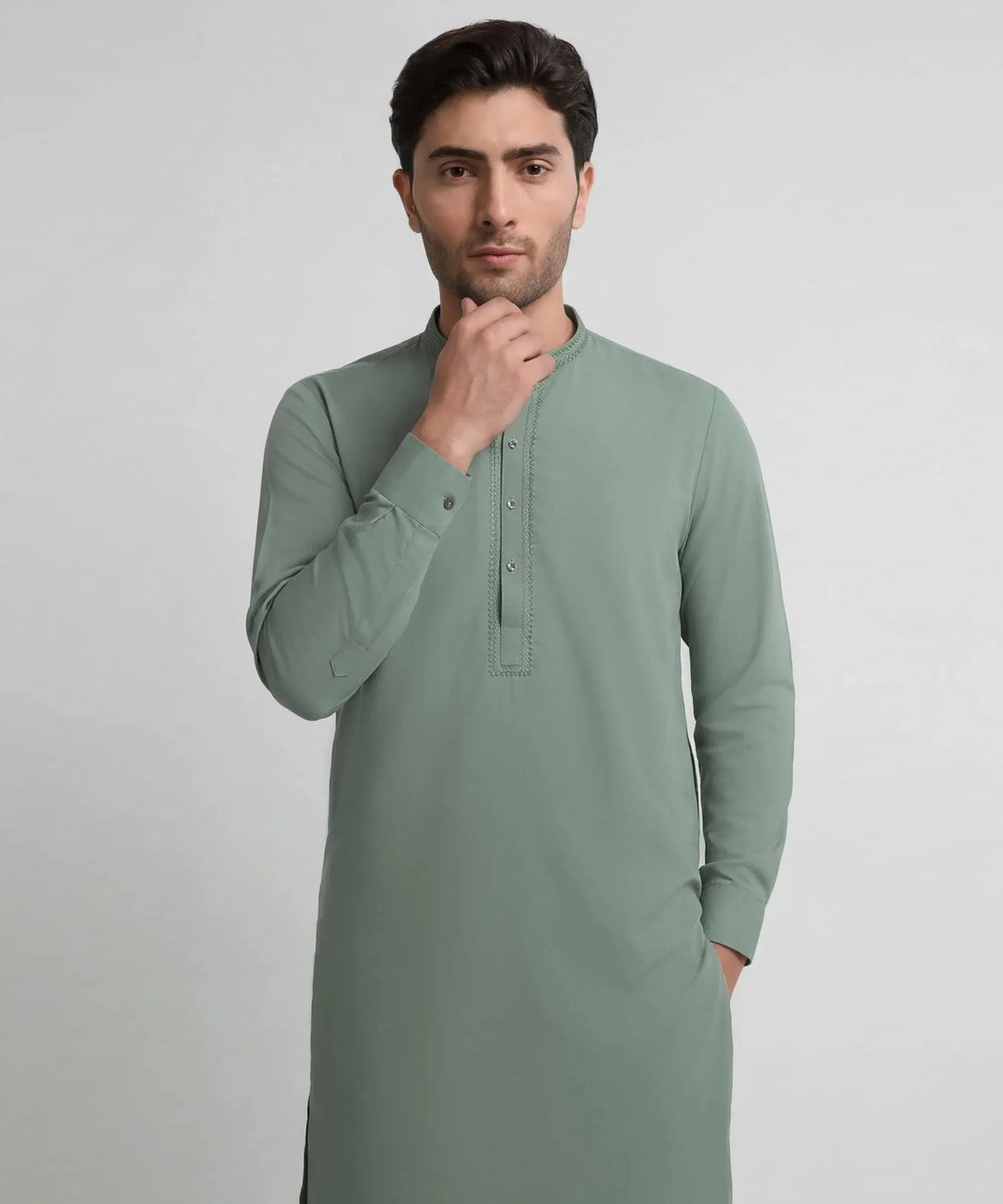 J. MEN green semi-formal kameez shalwar | JJKSA-60071