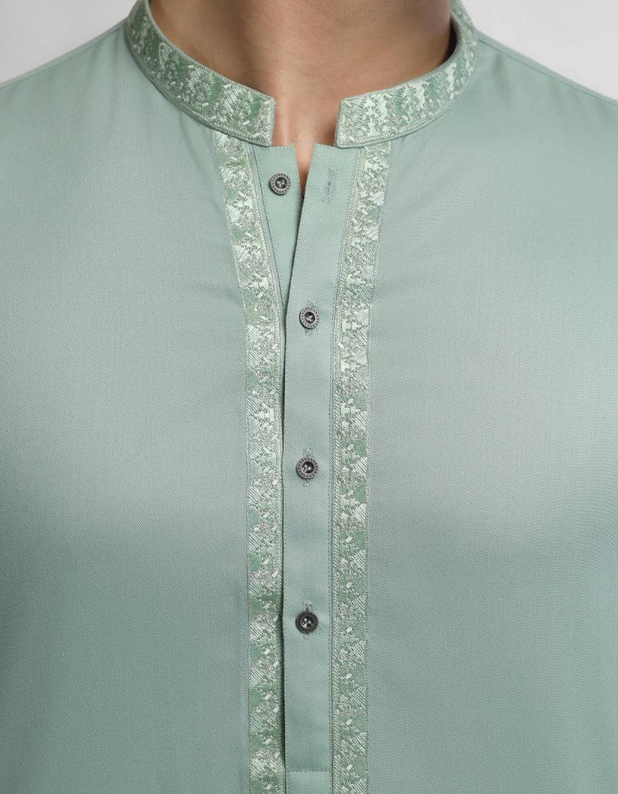 J. MEN light green semi-formal kameez shalwar | JJKSA-60099