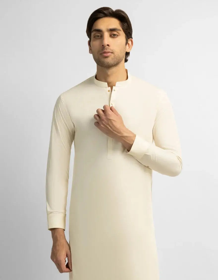 J. MEN Beige plain kameez shalwar | JJKSA-60124