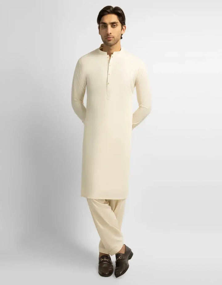 J. MEN Beige plain kameez shalwar | JJKSA-60124