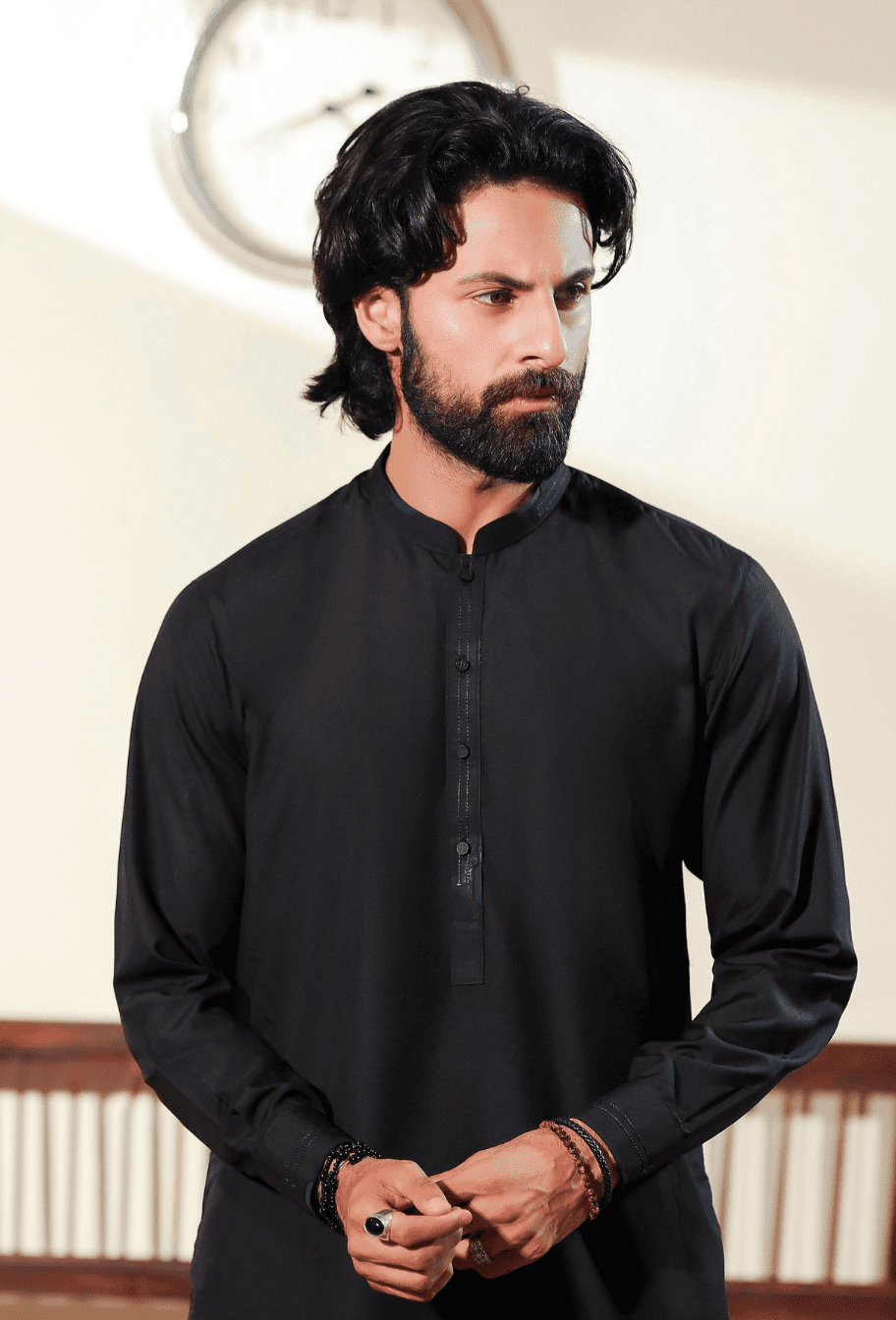 black dress design for man Rangreza Men's Black Kurta