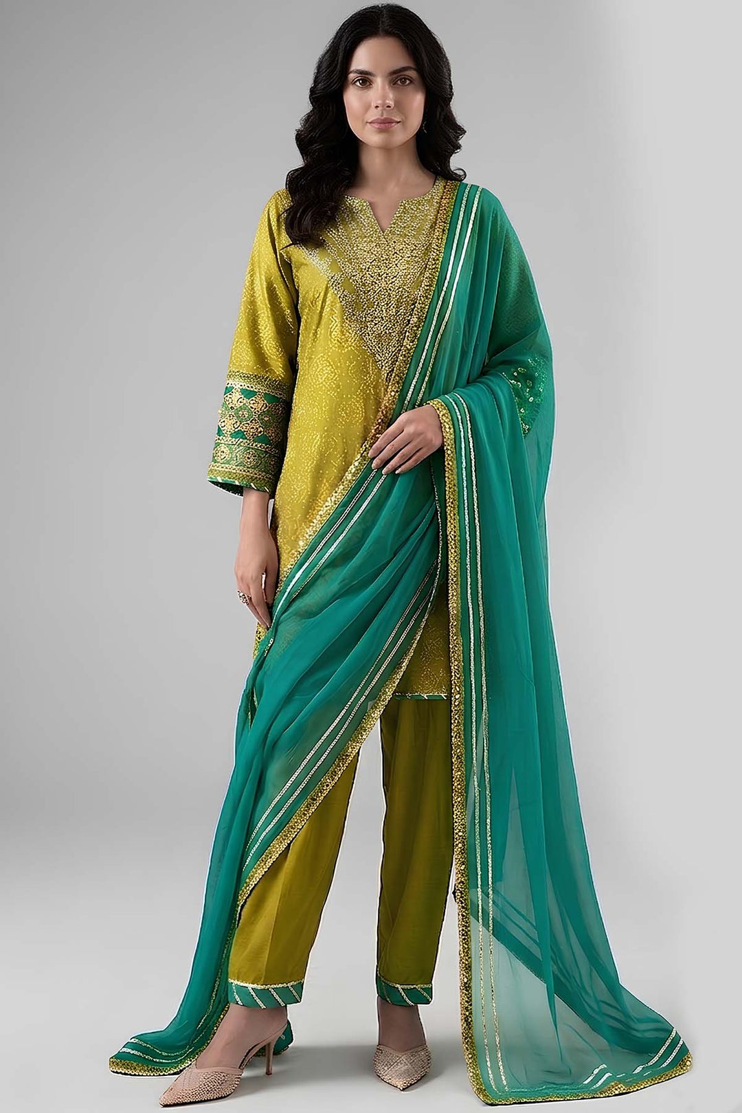 3-PC Embroidered Suit | CMA-6-266-16