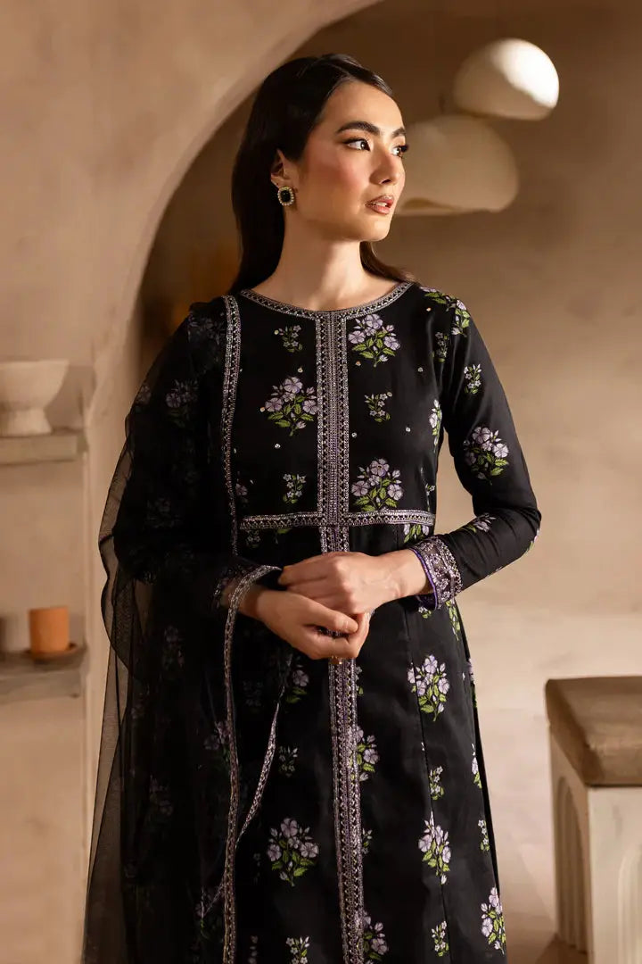 Batik Zhenya Black 3Pc - Printed Khaddar Dress