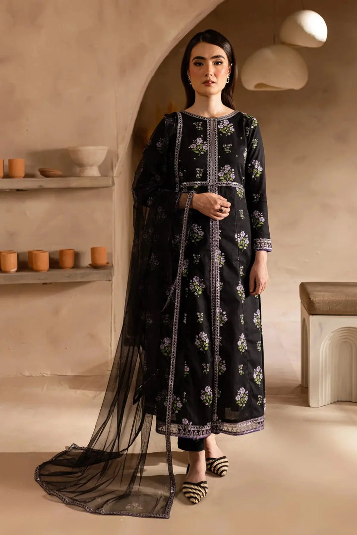 Batik Zhenya Black 3Pc - Printed Khaddar Dress