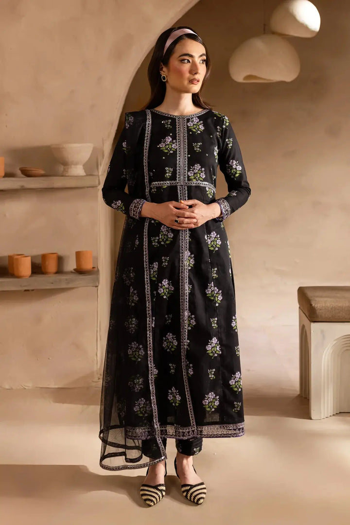 Batik Zhenya Black 3Pc - Printed Khaddar Dress