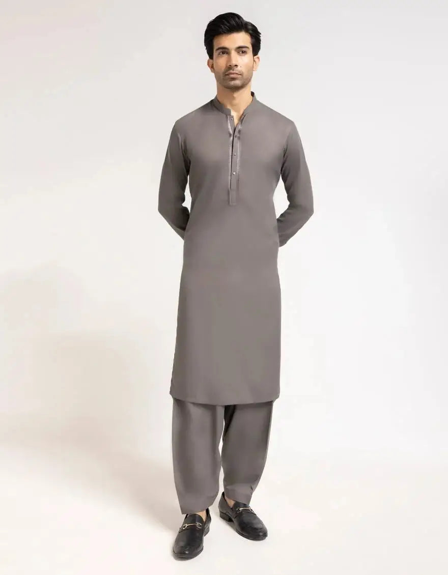 J. MEN grey semi-formal kameez shalwar | JJKSA-90565