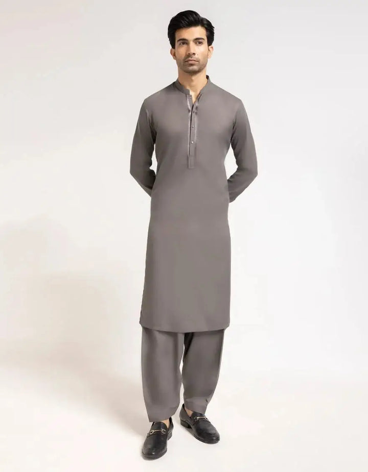 J. MEN grey semi-formal kameez shalwar | JJKSA-90565