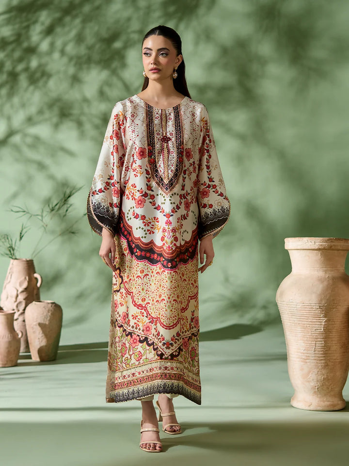 Rangreza Off-White Printed Silk 2-Piece Kaftan – EA-86-04