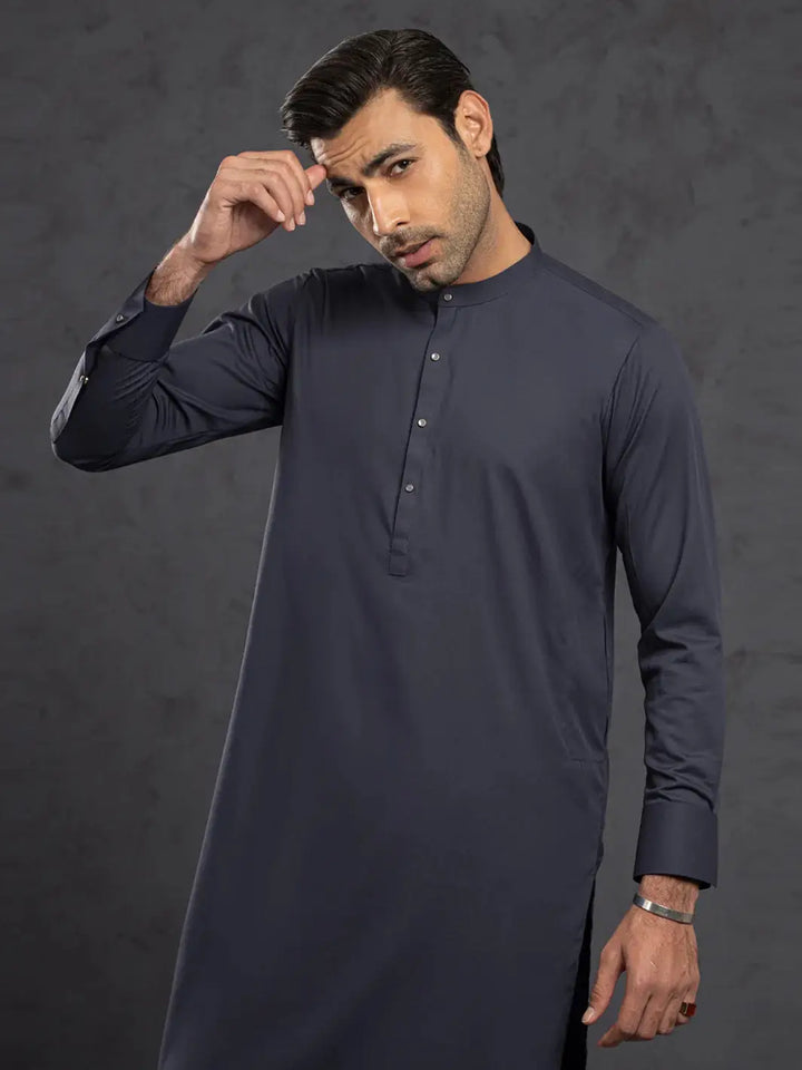 Close-up of navy blue kurta&